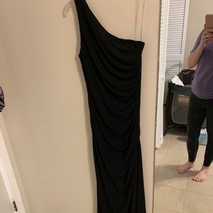 One shoulder evening gown